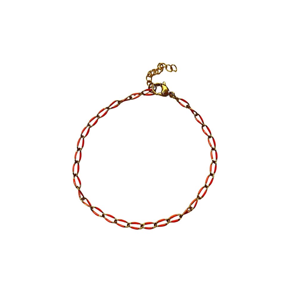 Enkelbandje Twist & Shine - goud met oranje