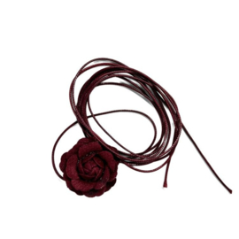 Choker dames burgundy bloem - polyester