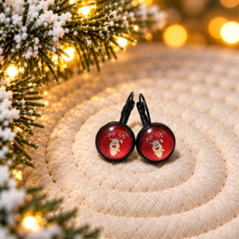 Blitzen - oorhangers - zwart met glas cabochon