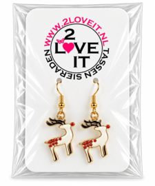 Santa & Fixen - oorbellen set - goud met emaille
