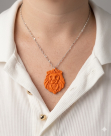 2 Love It Lion Silver - ketting - zilver met oranje polymeerklei