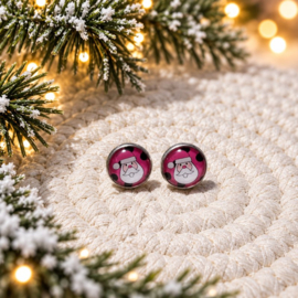 Santa P - oorknopjes - zilverkleurig met glas cabochon
