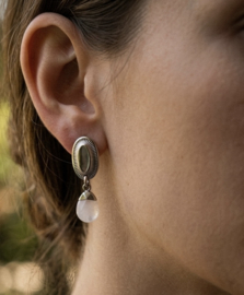 2 Love It Tijdloze Elegantie zilver - oorbel - RVS met natuursteen