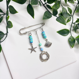 Ocean Breeze - vestsluiting - zilver met blauw en groen katsuki