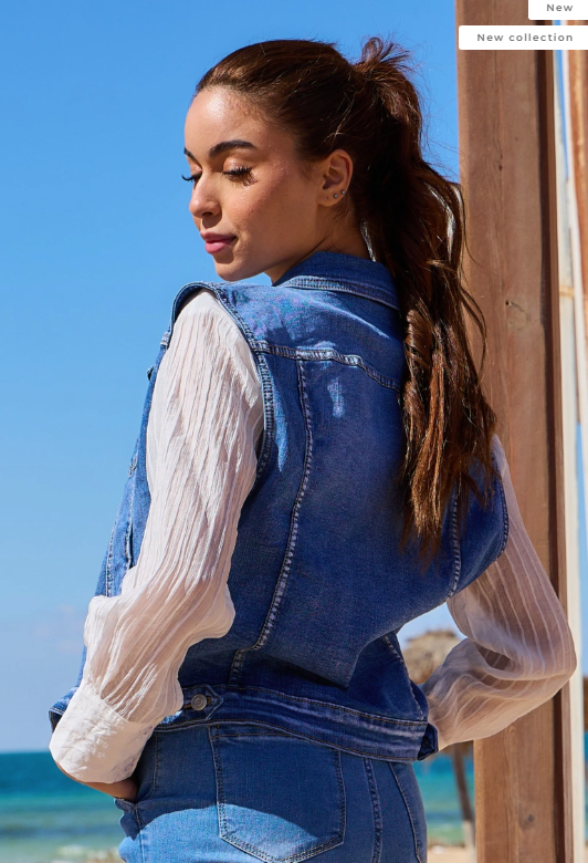 Ana & Lucy - Denim Gilet - Stone Used