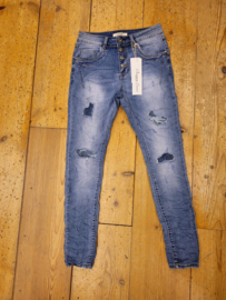 Jewelly Jeans - Blue damaged met sierknopen