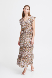 b.young - BYJOELLA Frill Dress 2 - Aloe Boho Mix