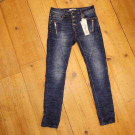 Jewelly Jeans - Dark Used met ritjes en sierknopen
