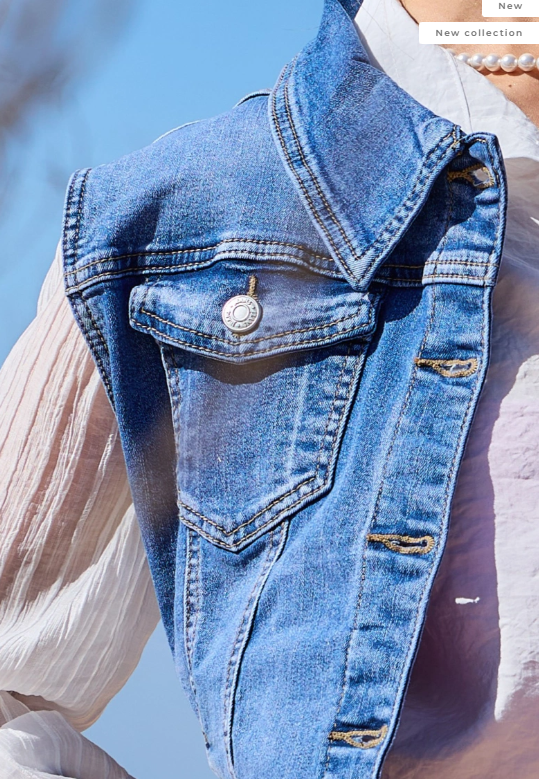 Ana & Lucy - Denim Gilet - Stone Used