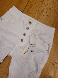 Jewelly Jeans - Twill White met sierknopen