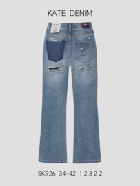 Kate Denim - Wide Leg - Stone used Damaged