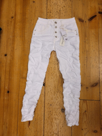 Jewelly Jeans - Twill White met sierknopen