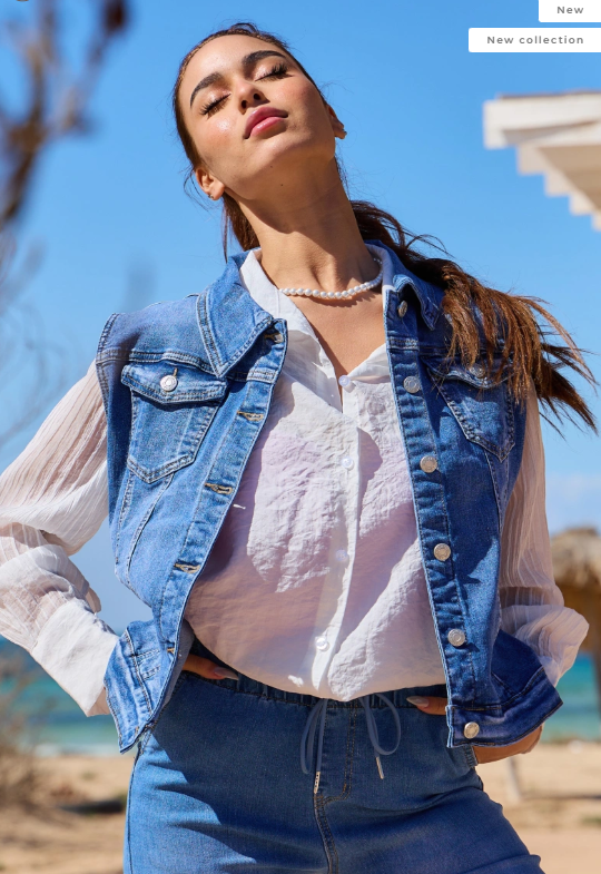 Ana & Lucy - Denim Gilet - Stone Used