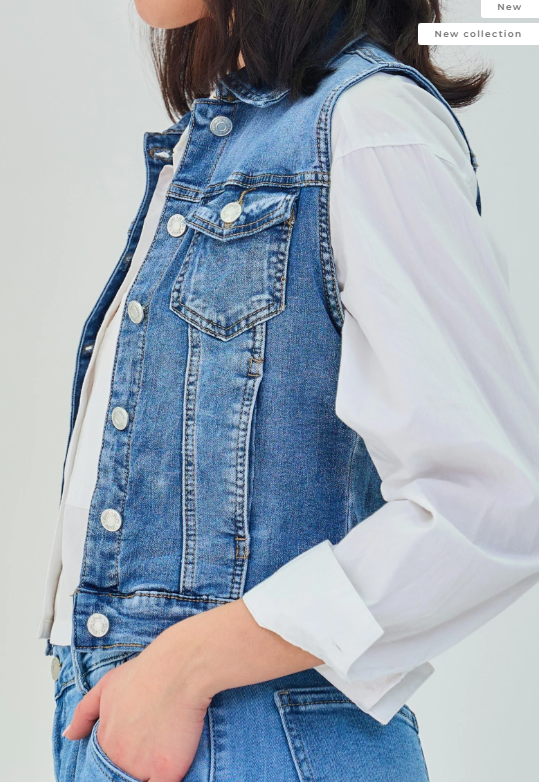 Ana & Lucy - Denim Gilet - Stone Wash