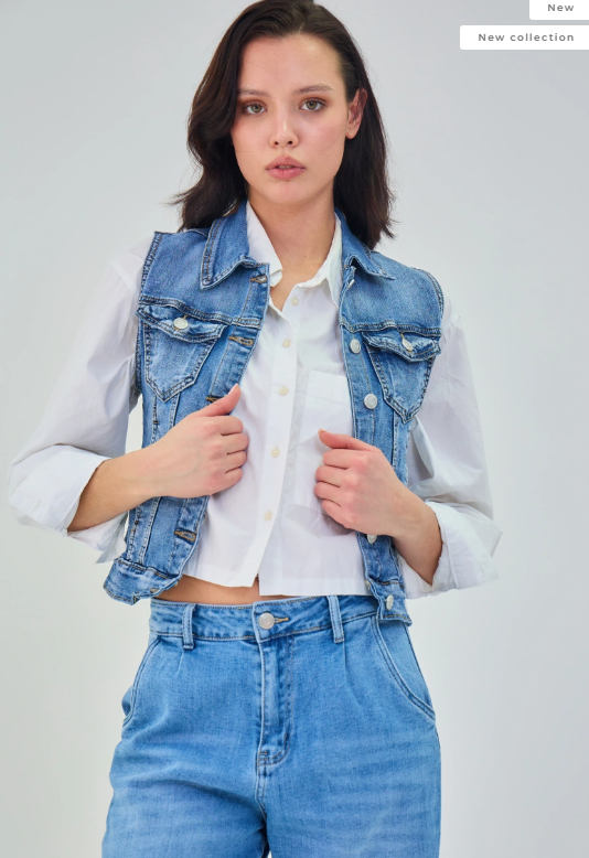 Ana & Lucy - Denim Gilet - Stone Wash