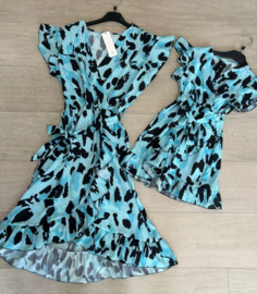 Kids leopard dress blue