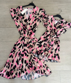 Kids leopard dress pink