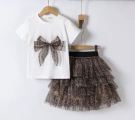 Bow Leopard tule skirt set wit
