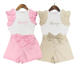Set lovely bow  beige