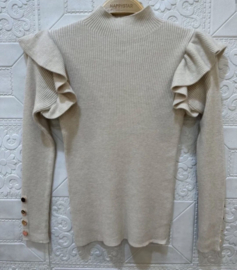 Longsleeve ruffle beige