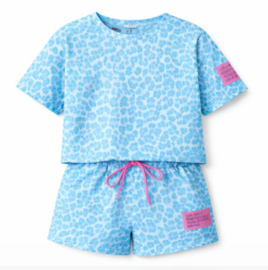 leopard label set blue