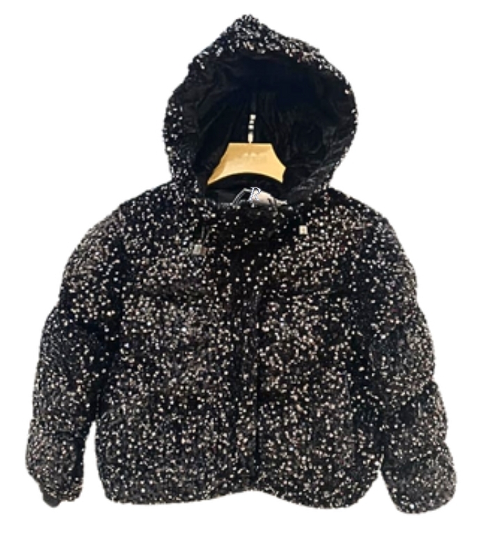 All over glitter winterjas black