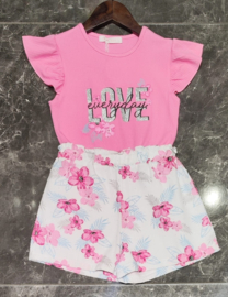Set short flower love pink