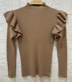 Ruffle longsleeve gold camel