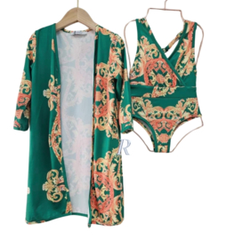 Badpak met kimono groen