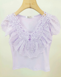 Top broderie lila