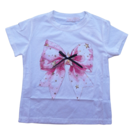 Shirt pink bow sparkle white