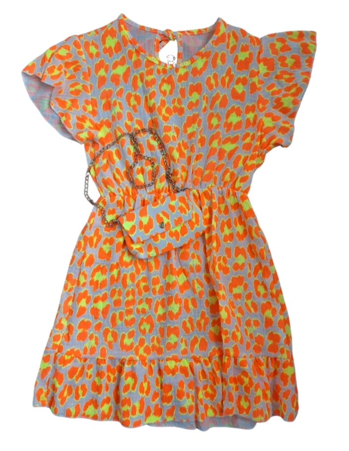 Neon leopard dress orange