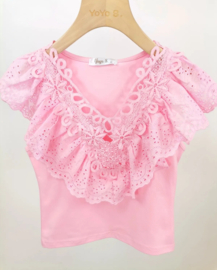 Top broderie pink