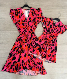 Dames leopard dress red