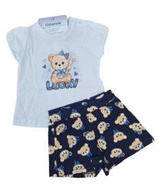 Little girls set bear blauw