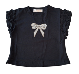 Shirt shiny bow black (kort model)