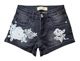 Classy flower denim short black