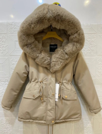 Little girls parka winterjas khaki