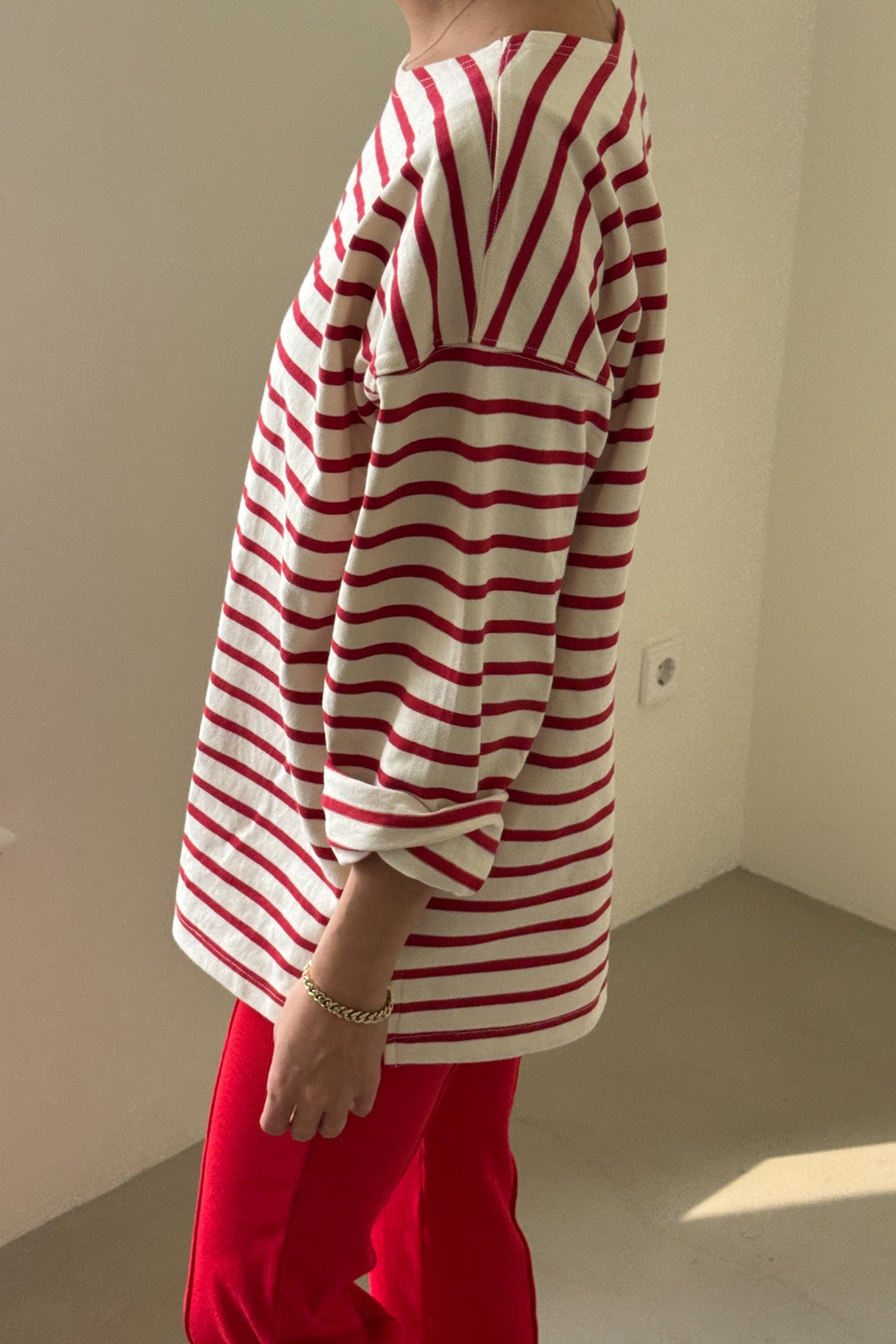 LE BON SHOPPE_Marseille Boat Neck Top - Red Stripe