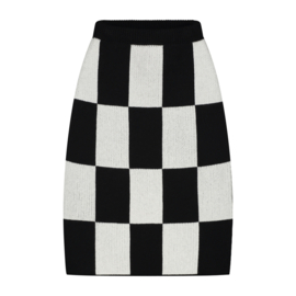 DAILY BRAT_knitted checked skirt