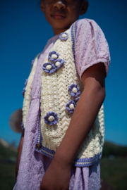 +DAILY BRAT_Knitted flower vest ivory lilac