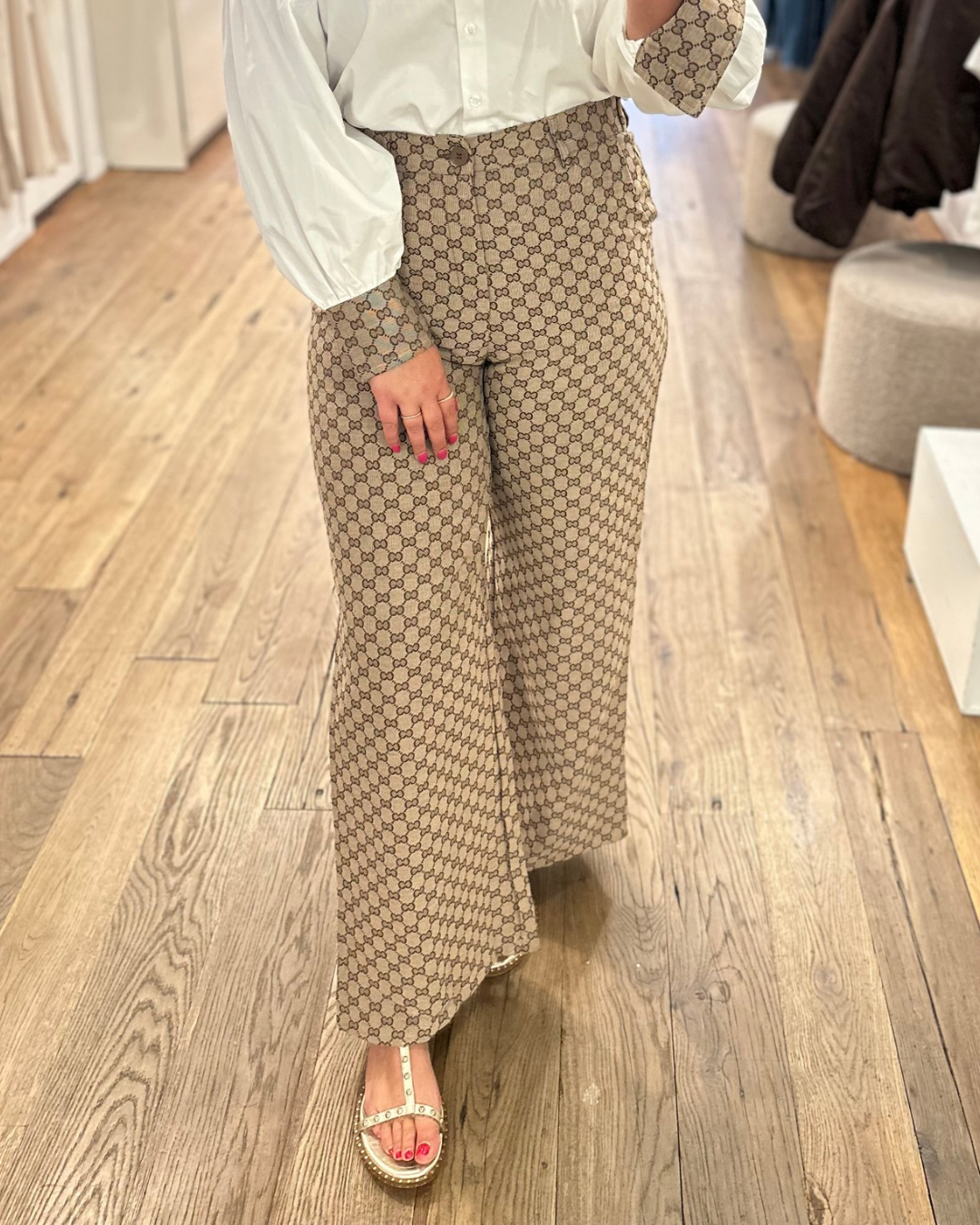 Pantalon Gigi - Bruin motief