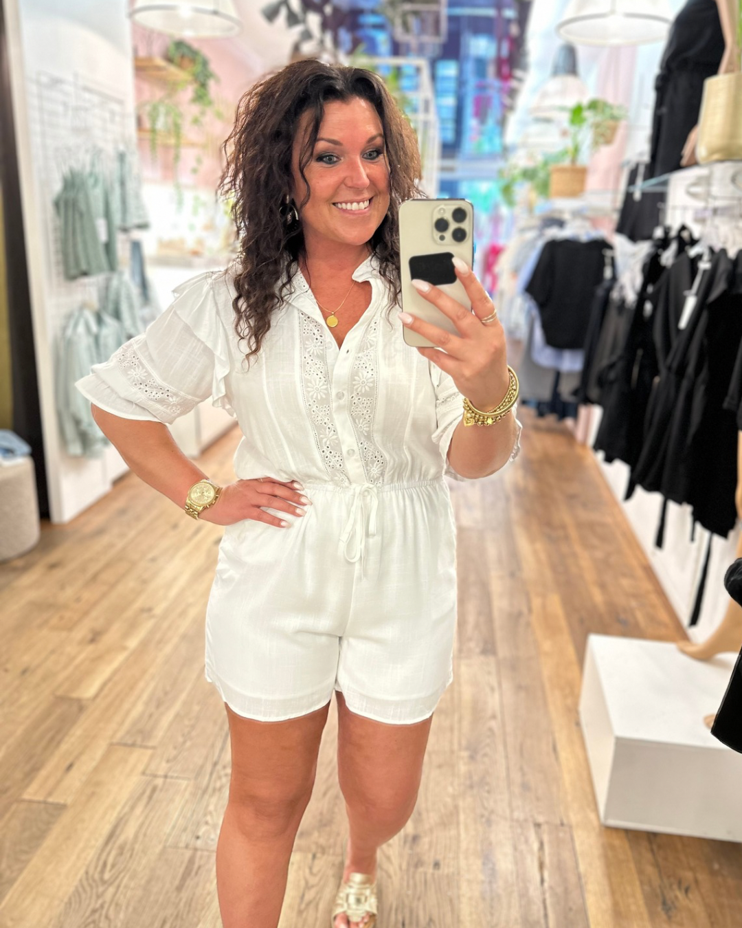 Broderie playsuit  Amali - Off white