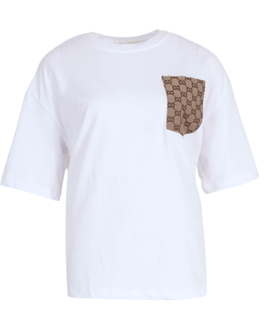 T-shirt Gigi - Wit bruin embleem