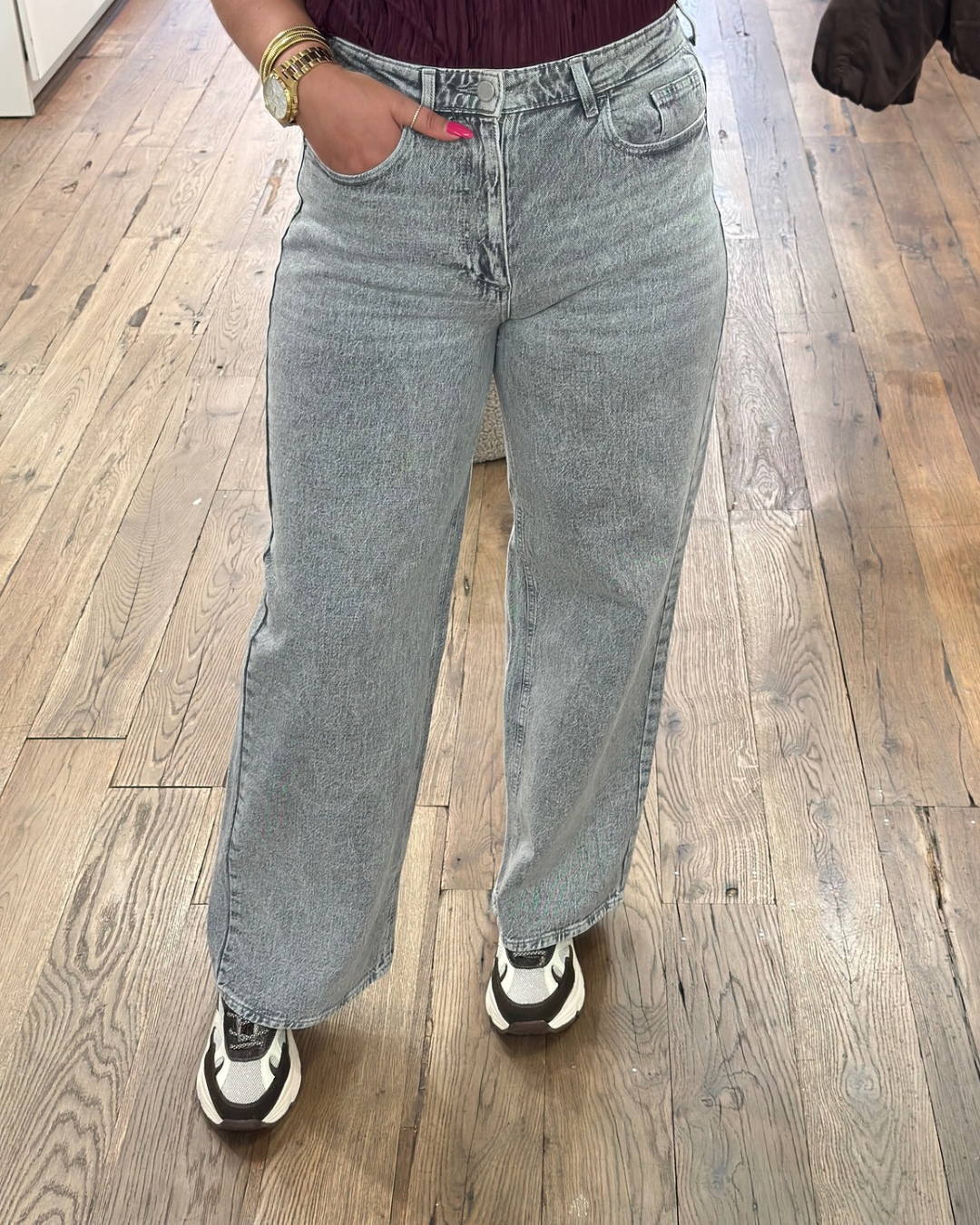 Freya hw wide fit jeans - Grijs