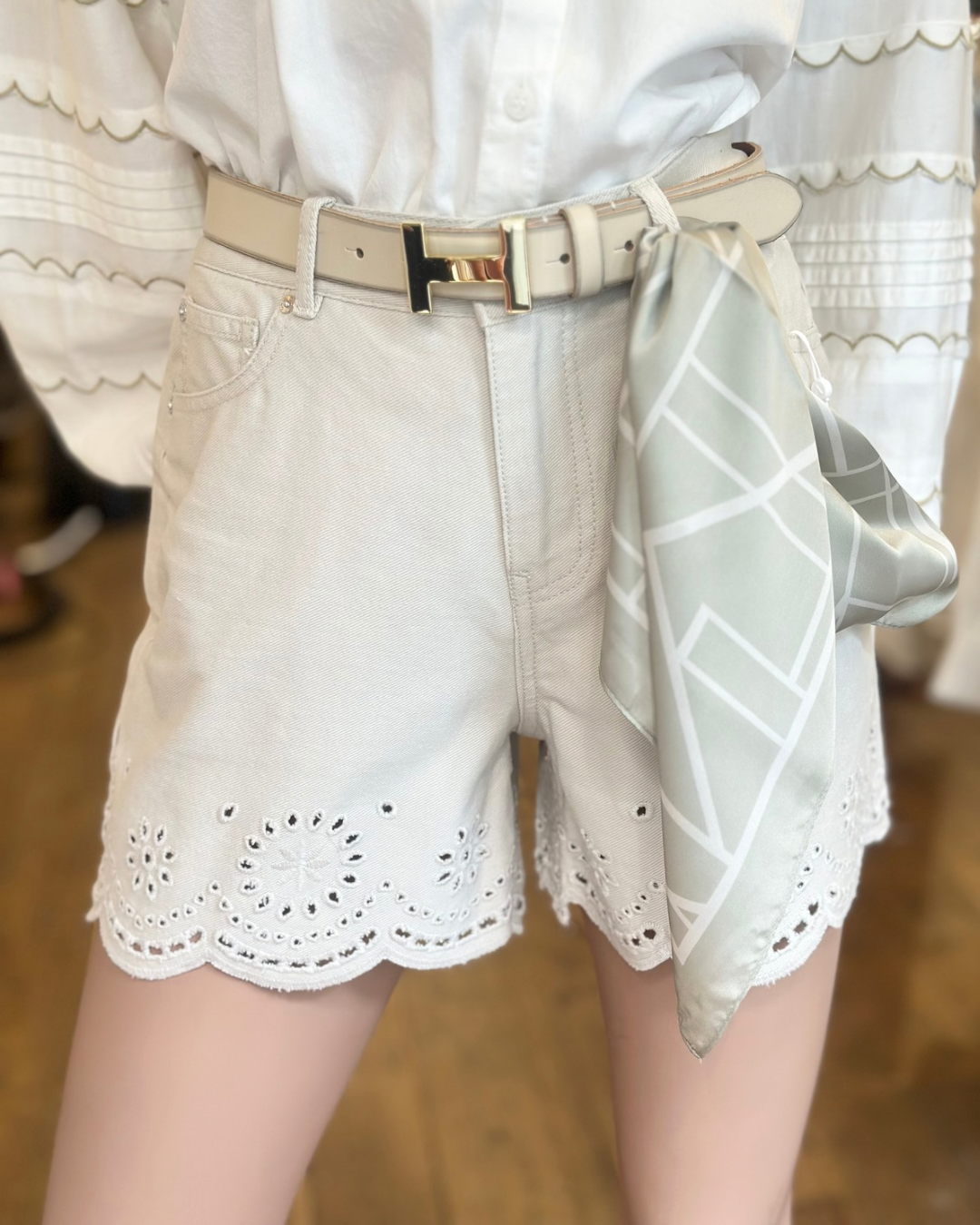 Sanja high waist short - Stone