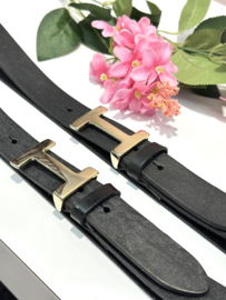 Leren riem 756 - Zwart