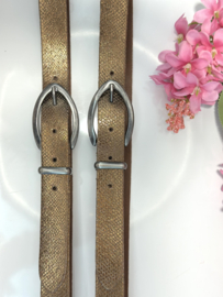 Leren riem 390 - Metallic bruin