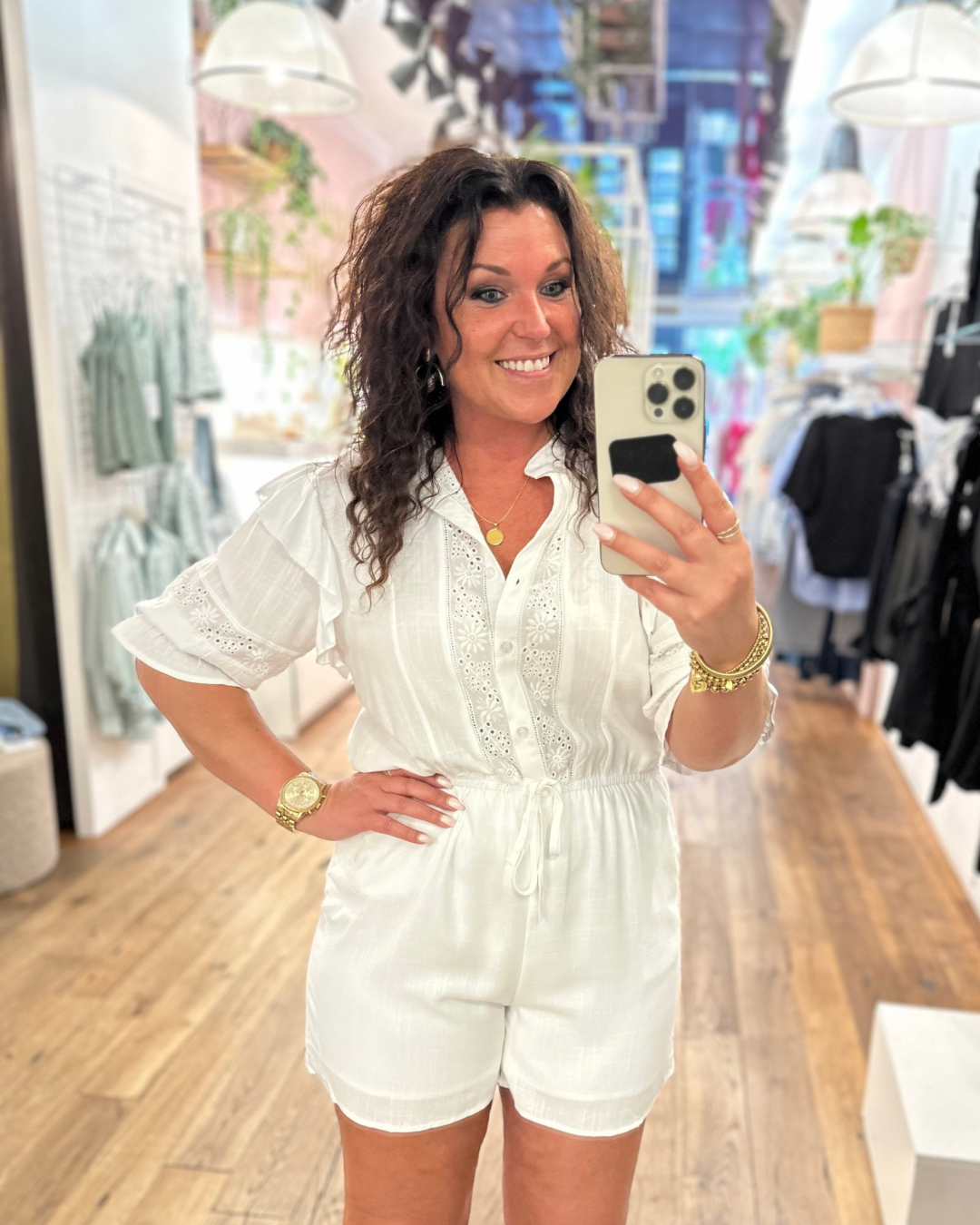 Broderie playsuit  Amali - Off white