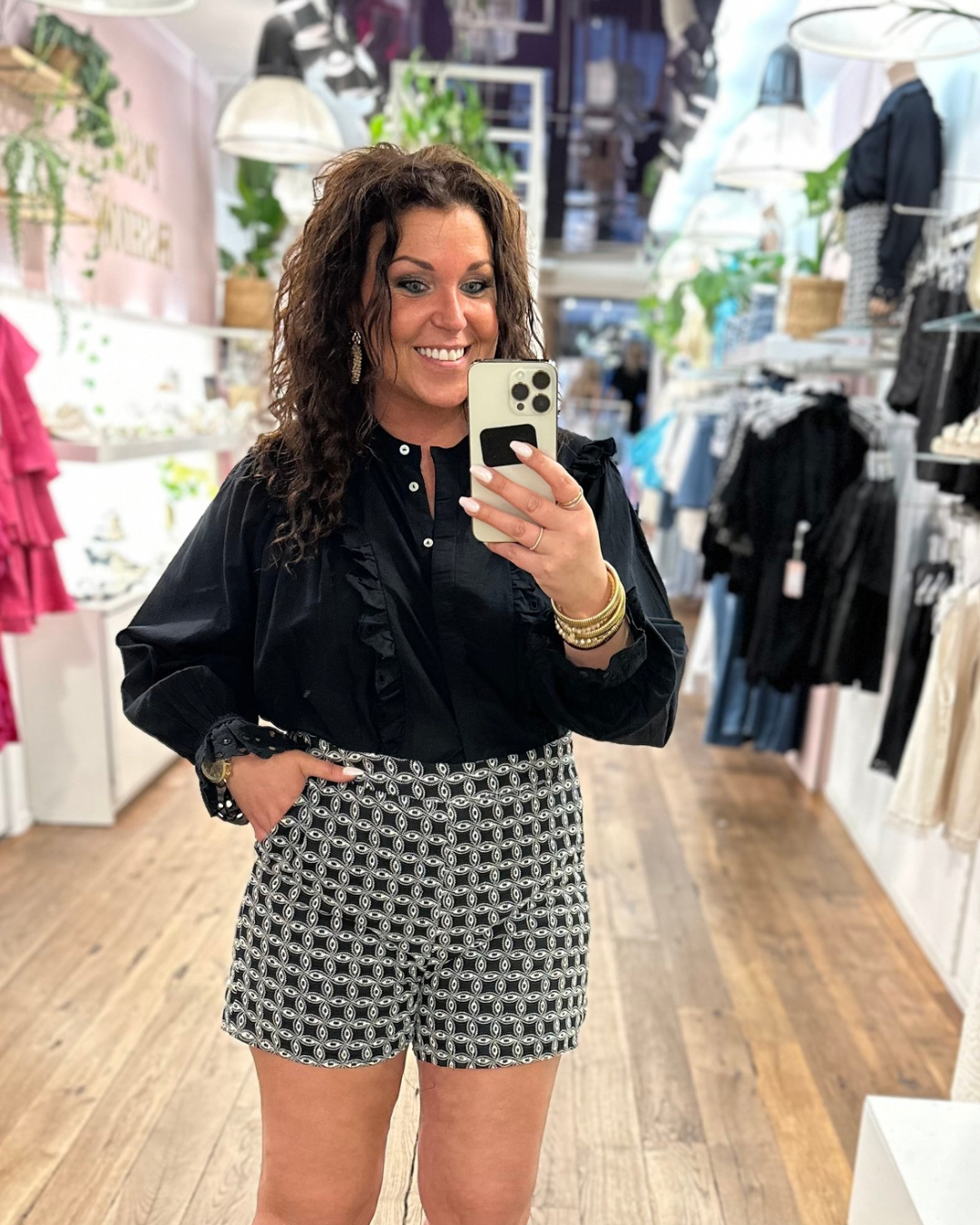 Blouse katoen Anglassi - Zwart